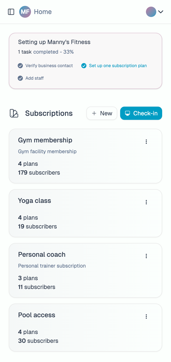 Mobile subscription page screenshot